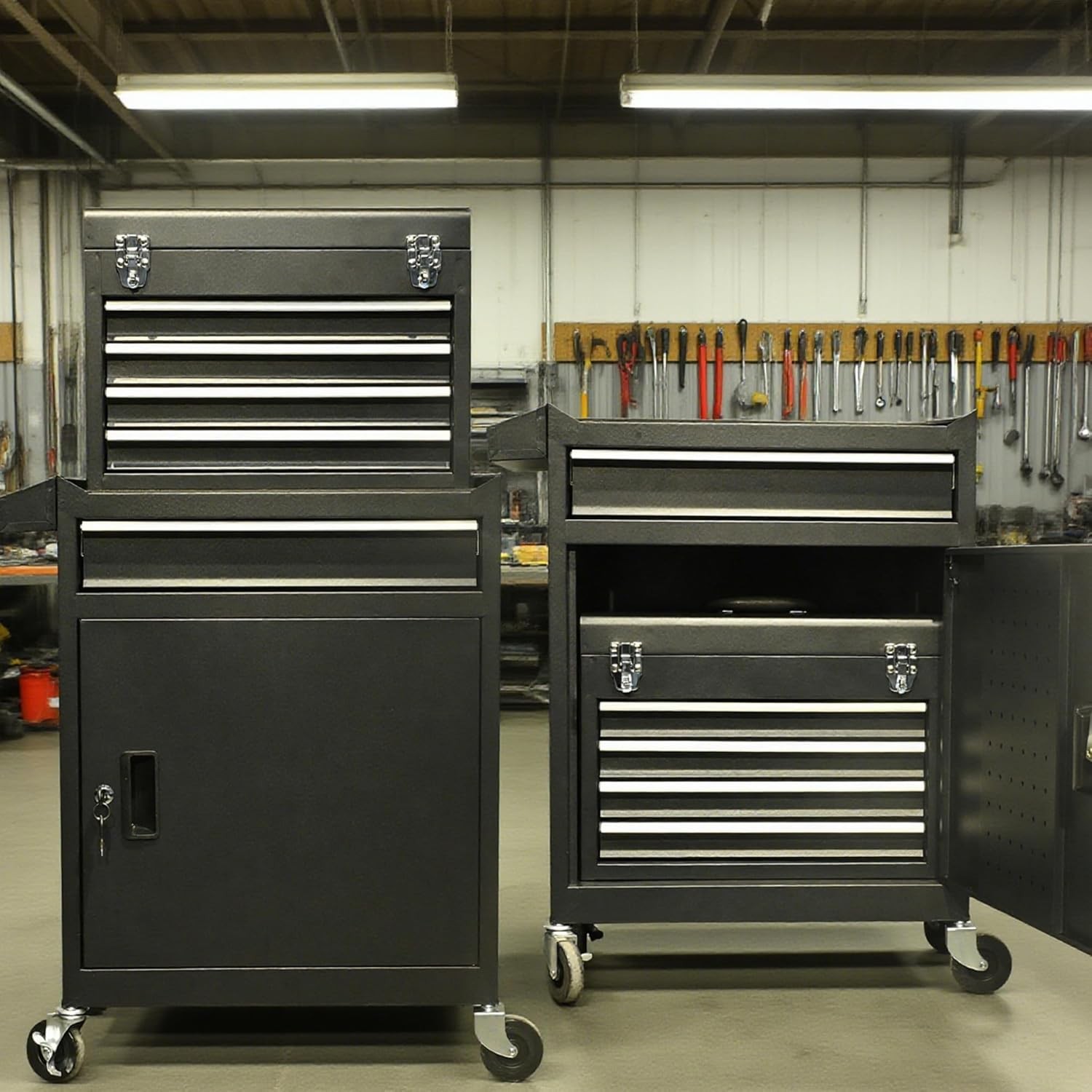 5/8 Drawers Rolling Tool Chest Tool Lock Storage Cabinet Boxes on Wheels Garage