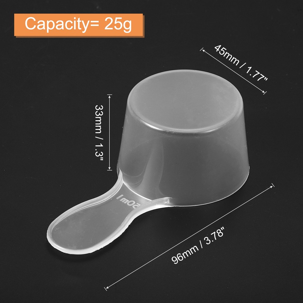 5Pcs Plastic Measuring Spoons Powder Scoops Spoon Table Spoon 25g/50ml Clear