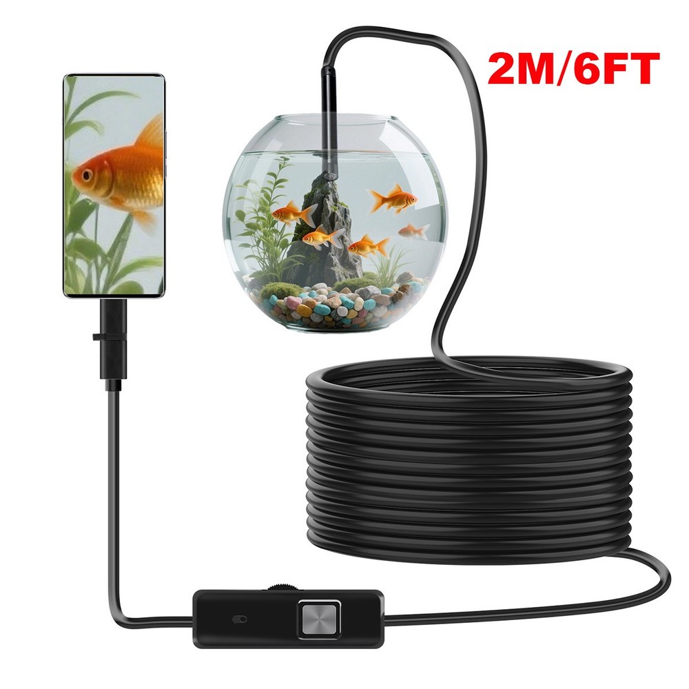 HD Inspection Android Endoscope Camera with 6 LED USB-C Flexible Snake Camera 2M