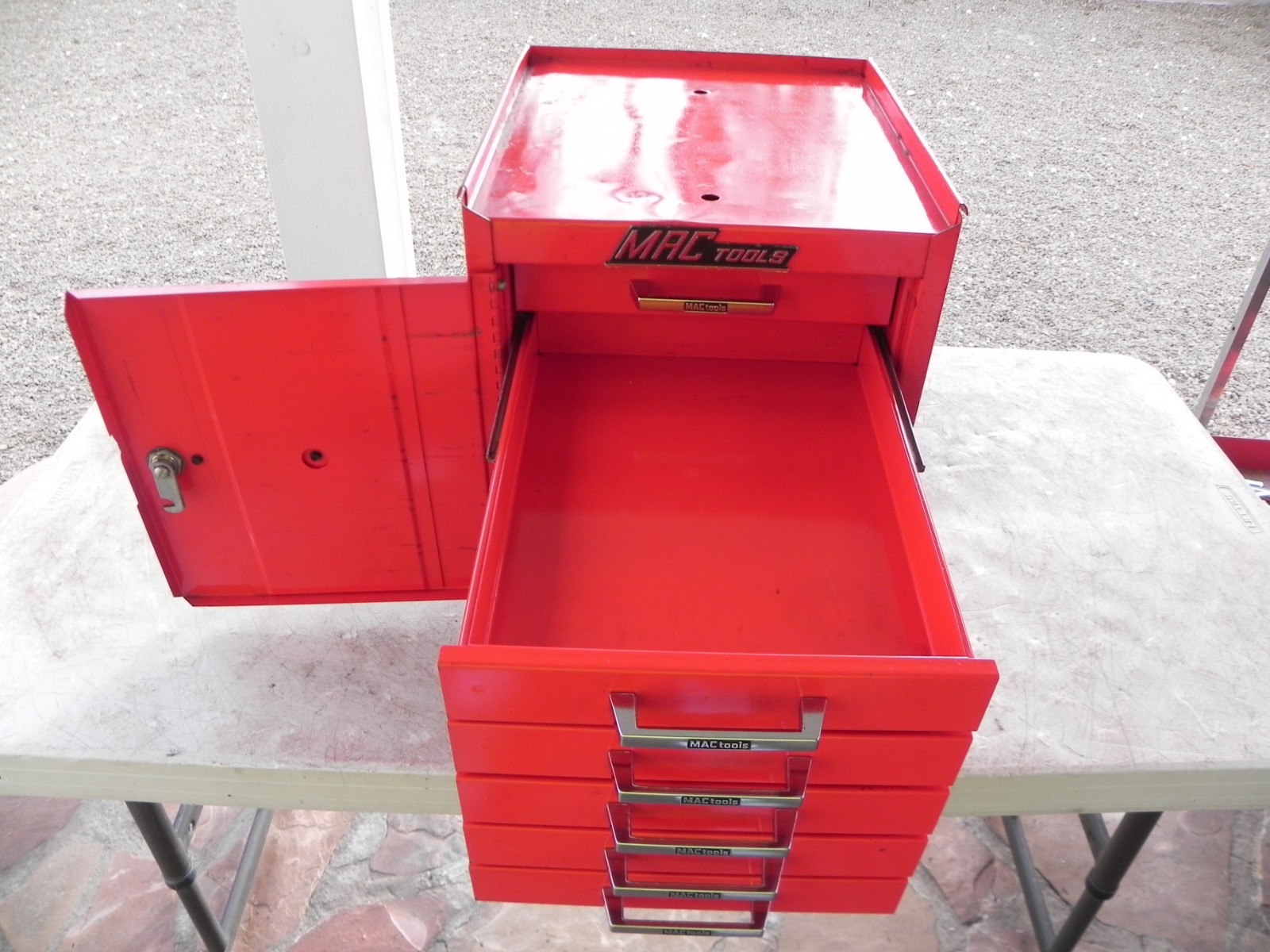 Vintage Mac Tools MB302 H3 6 Drawer Mini Side Cabinet Red USA 2 Keys (NICE)