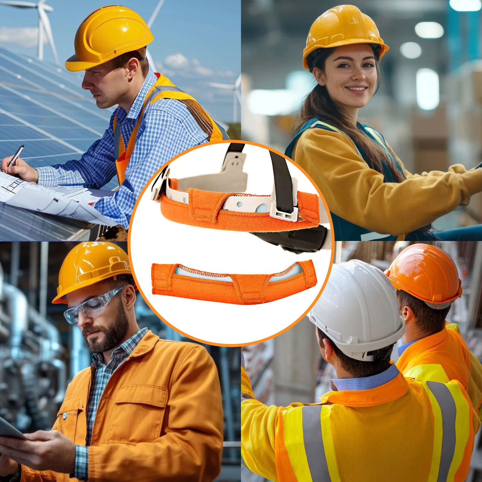 4PCS Hard Hat Sweatband Washable Reusable Sweat Bands for Hard Hats Replacement