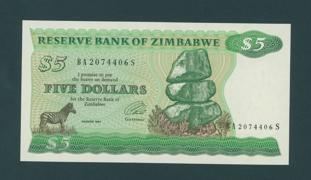 ZIMBABWE  5  DOLLARS  1994  TYPE B  PICK # 2e  UNC.