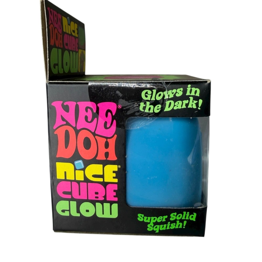 Blue NeeDoh Nice Cube Glow Squeeze Schylling Super Solid Squish NEW