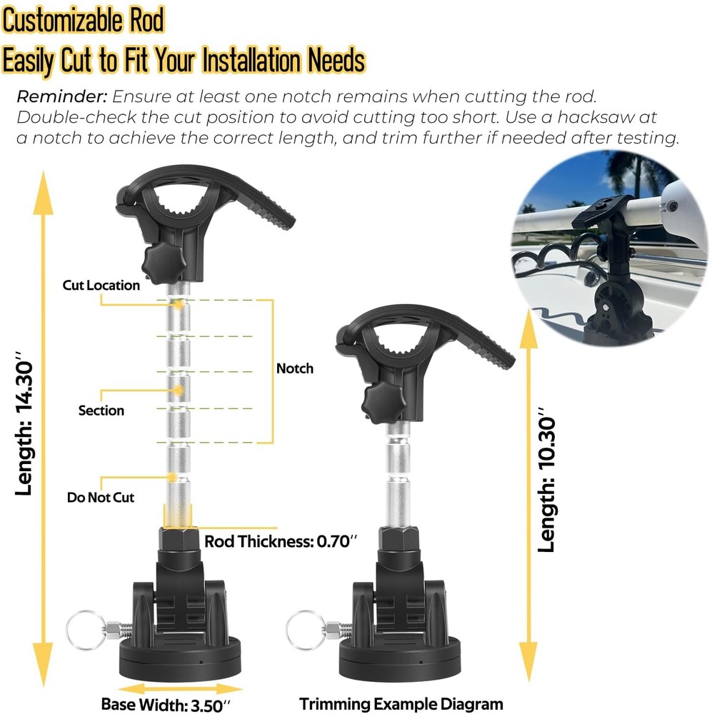 Trolling Motor Stabilizer Mount Support for Minn Kota with Extra Adjustable Rod