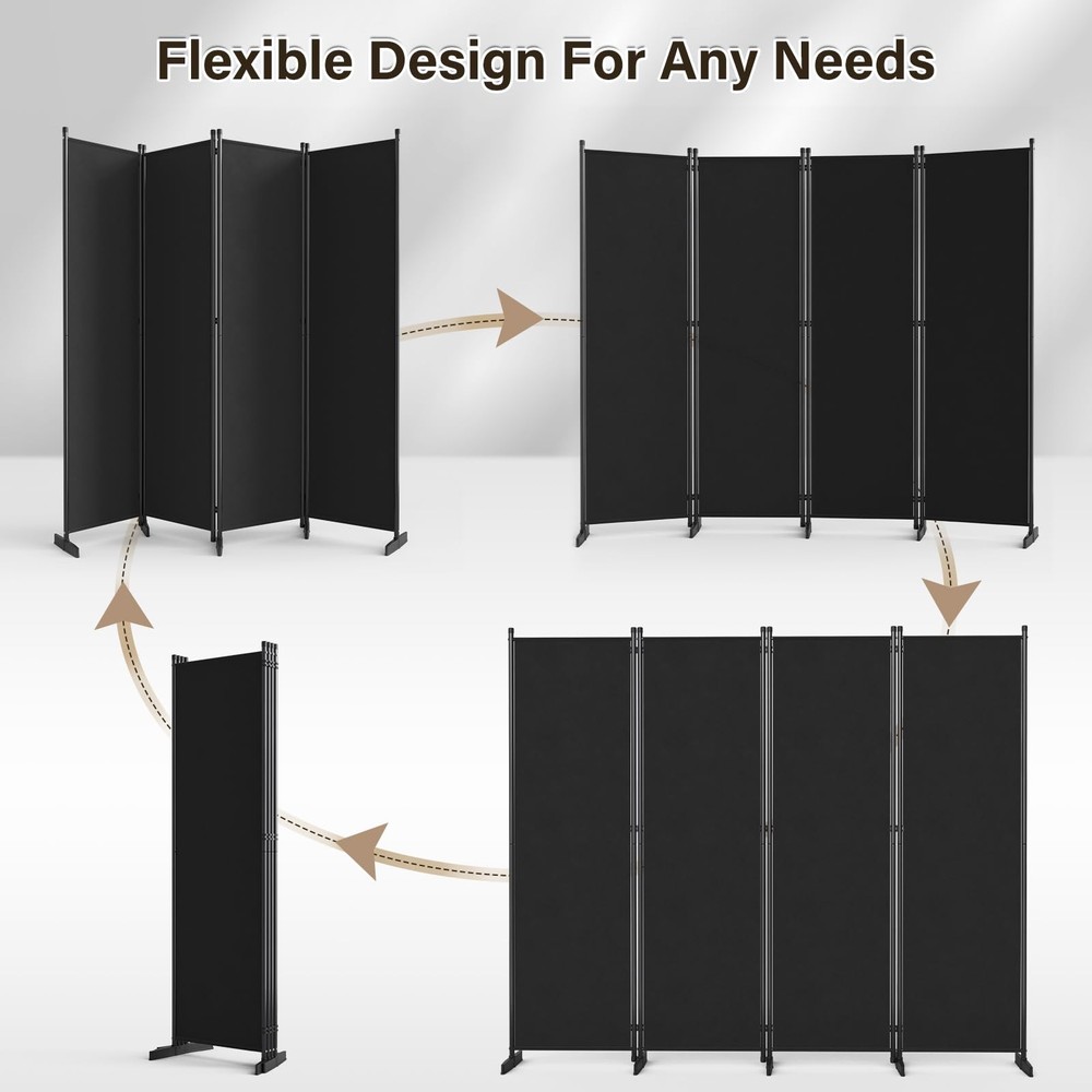 Room Divider 4 Panel, 80" W Portable Wall Divider for Room Separation, Freest...