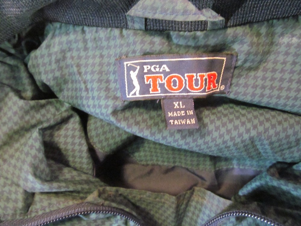 PGA TOUR GOLF GREEN & BLUE POLYESTER PULLOVER WIND BREAKER JACKET XL