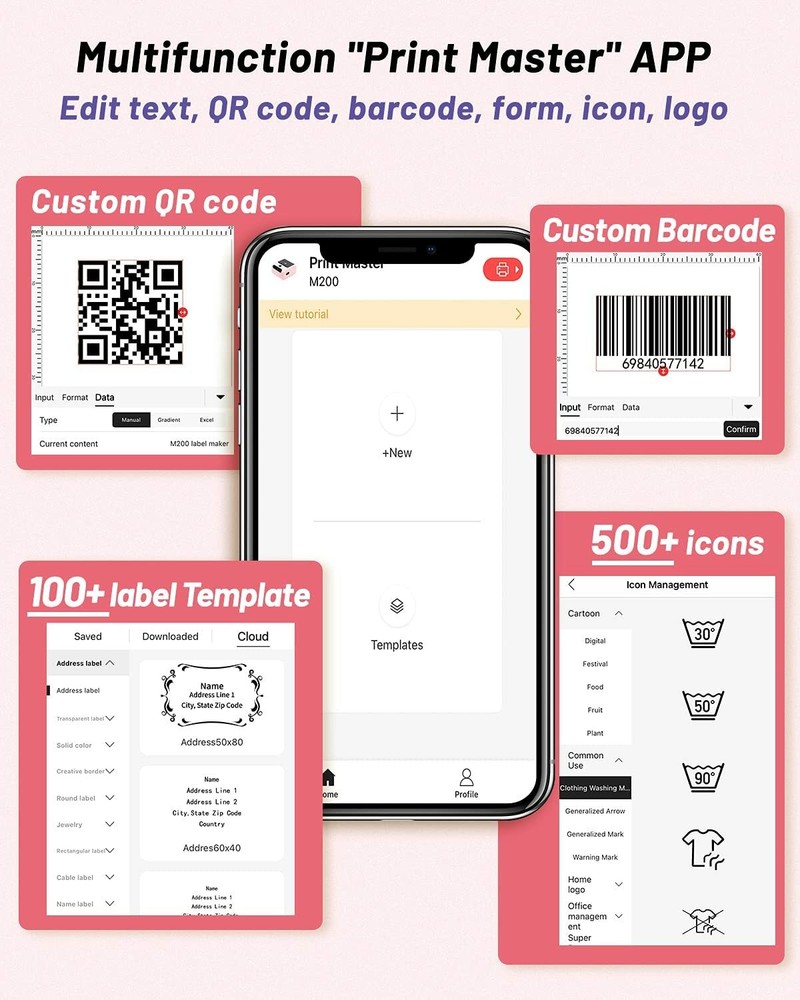 Phomemo M200 Thermal Label Maker Mobile Printer Wireless Mini Bluetooth Printer