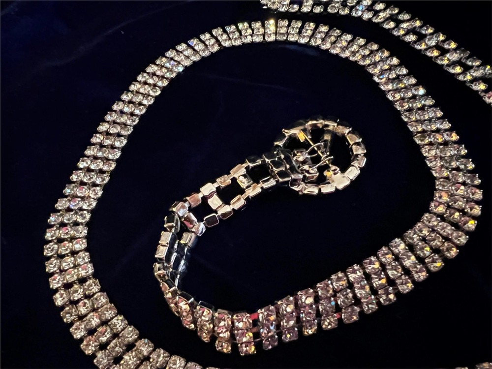 Vintage 3 Row Rhinestone Belt