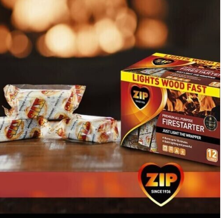 Zip Firestarters Premium All Purpose Wrapped Fire Starters 12 Pack ( 3boxes)
