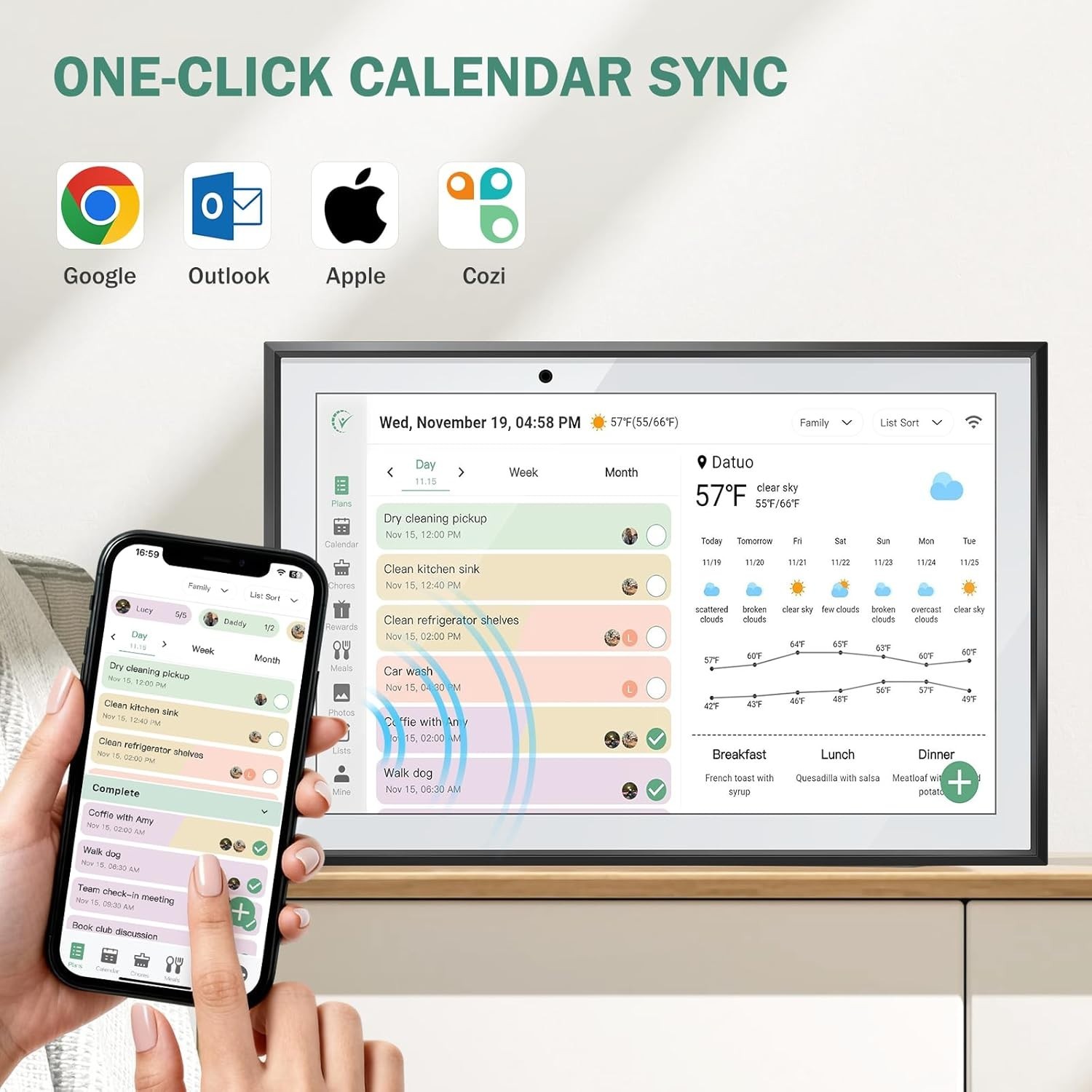 RROSKY WiFi Digital Calendar Smart Family Planner,Chore Charts, Achievement Rewa