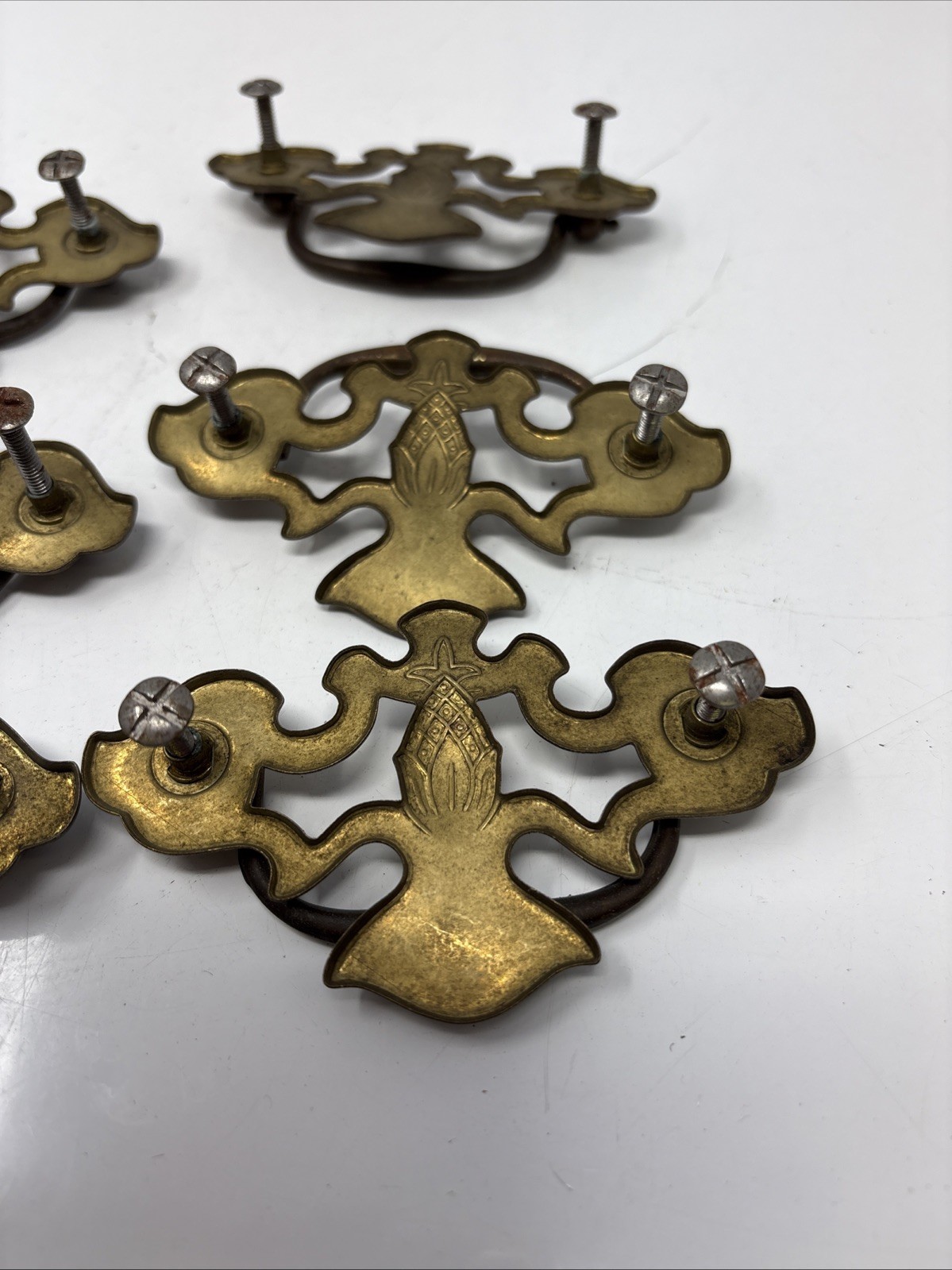 Antique Vintage Beautiful Ornate Victorian Drawer Pull Handle(6)& 2 Knobs