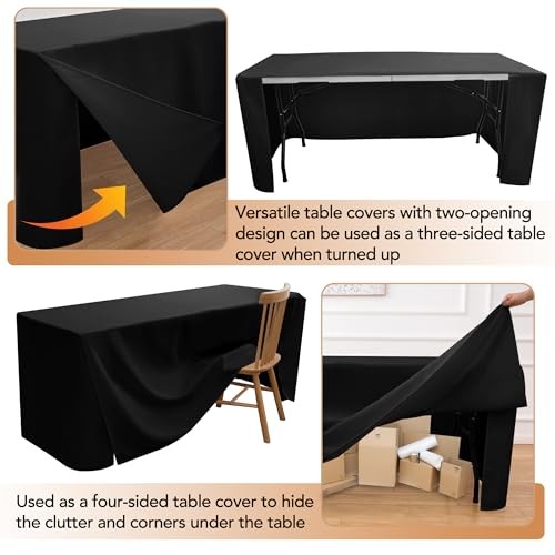2 Pack Square Fitted Table Covers - 34 x 34 34 Square| 2 Pack Versatile Black
