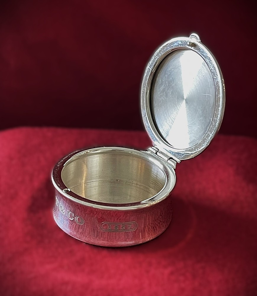 TIFFANY & CO Sterling Silver Pill Trinket Box 1837 Monogram