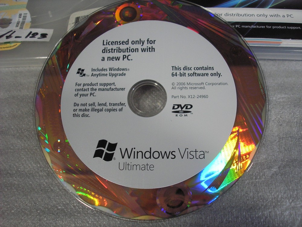 Microsoft Windows Vista Ultimate Full OEM 64 Bit Version x64 DVD MS WIN