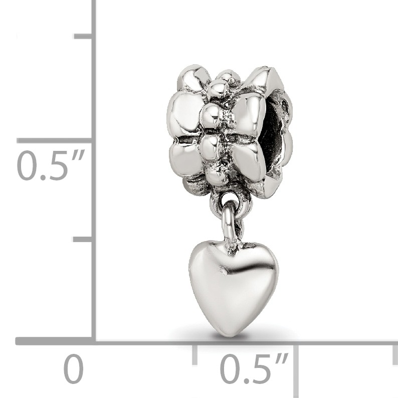 Silver Reflections Heart Dangle Bead QRS476