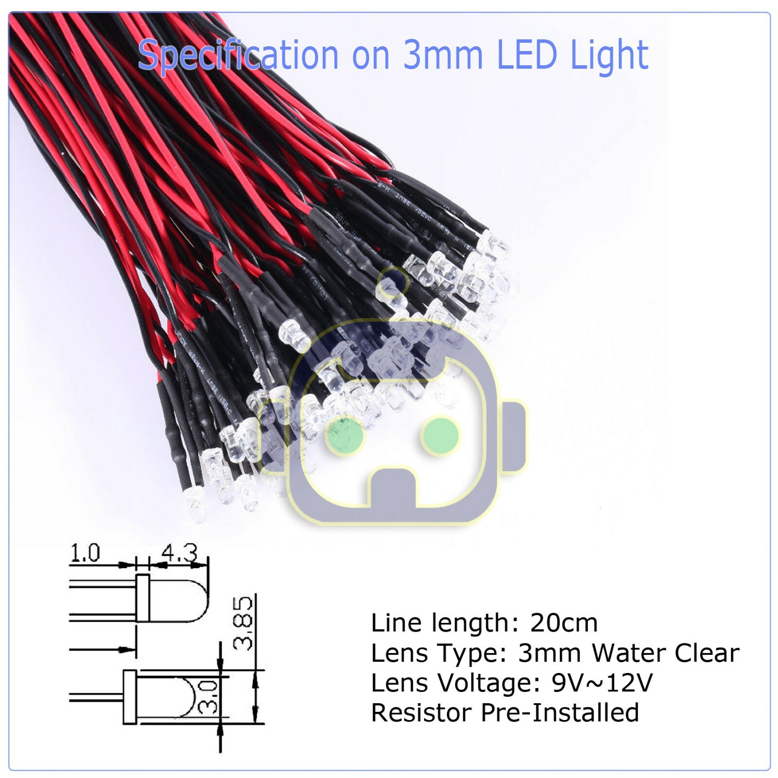 1.8mm 2mm 3mm 5mm 8mm 10mm Pre Wired LED DC9-12V Lights Emitting Diodes