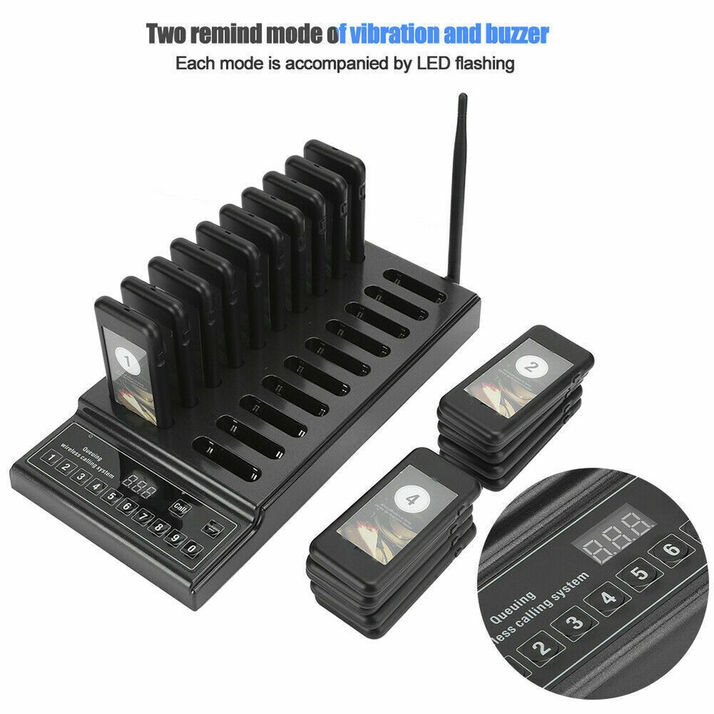 Restaurant Coaster Guest Call Wireless Paging Queuing Calling System 20 Pagers