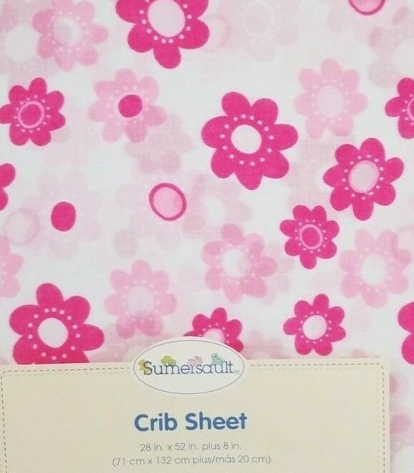 Summersault Pink Floral Fitted Crib Sheet NIP
