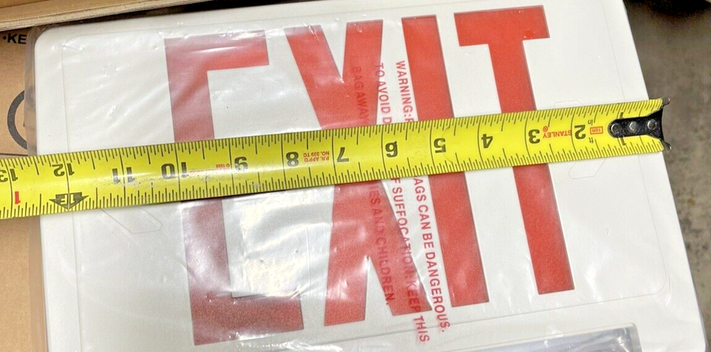 New REPLACEMENT Emergency EXIT LIGHT COVERS Red WHITE PLASTIC SIGN 12.5"x 8.5"