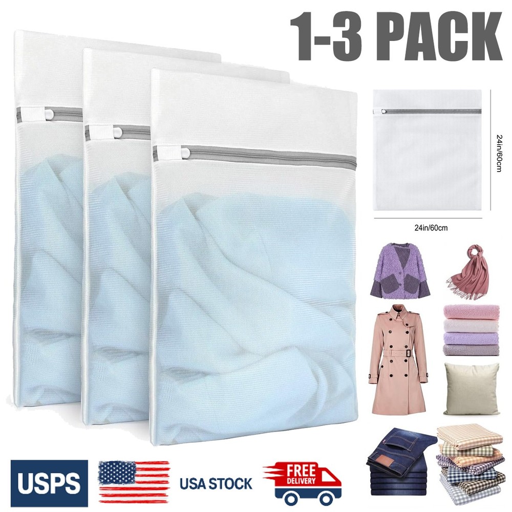 1/3pcs Large Honeycomb Mesh Laundry Bag Durable Reusable Delicate Organizer Bag