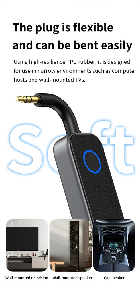 Bluetooth-Compatible 6.0 2-In-1 Transmitter/Receiver 3.5MM AUX Car Audio Player