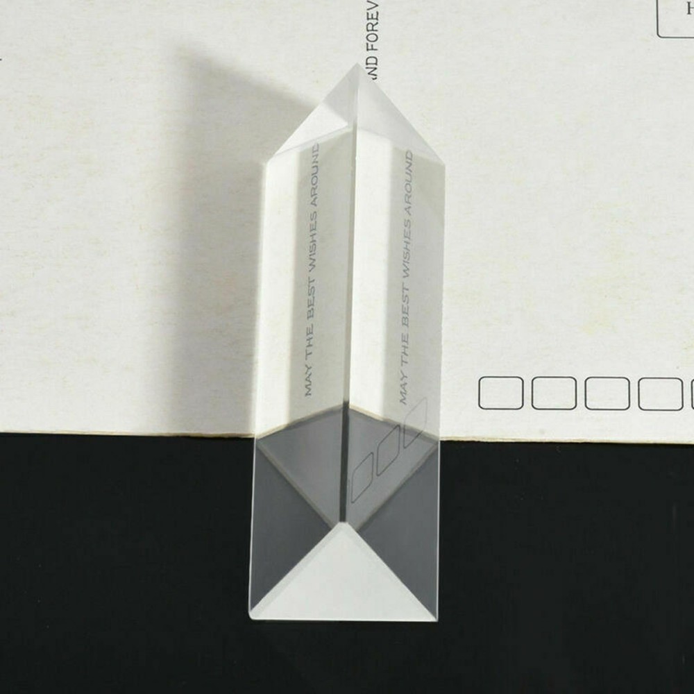 New 9cm Optical Glass Triple Triangular Prism Physics Teaching Light Spectrum A