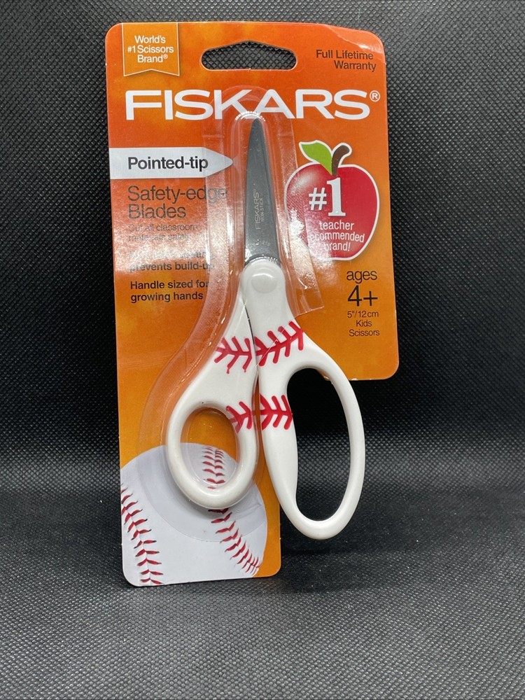 FISKARS SAFETY-EDGE POINTED TIP SMALL SCHOOL SCISSORS - NEW (p2) Baseball