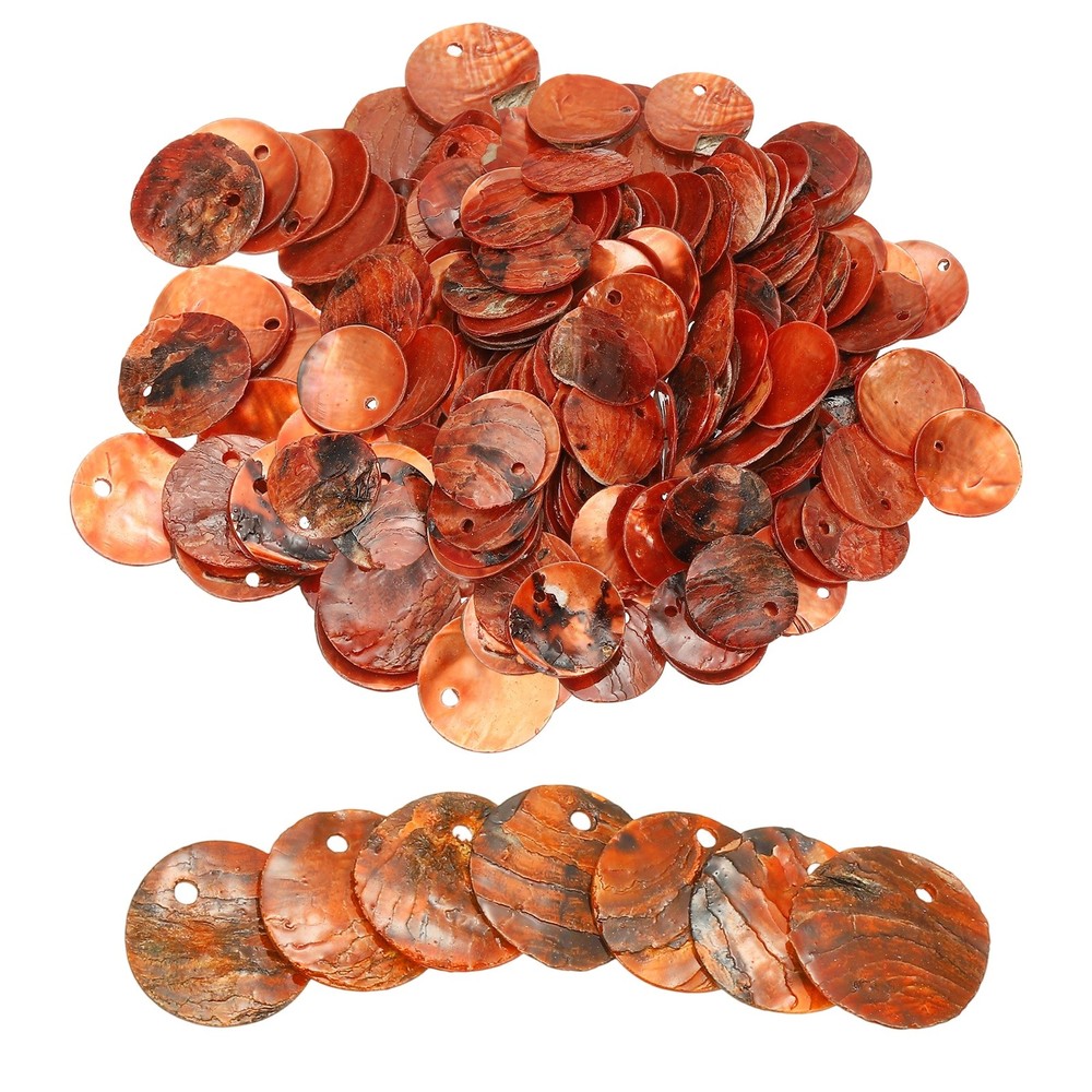 120Pcs Round Natural Capiz Shells 1.5cm/0.6" Orange