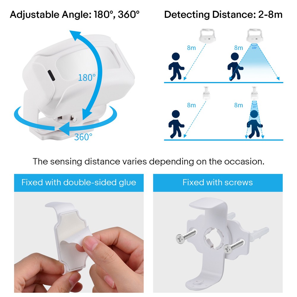 Wireless Electrical PIR Motion Sensor Alarm Indoor Long Range Entry Doorbell 2*