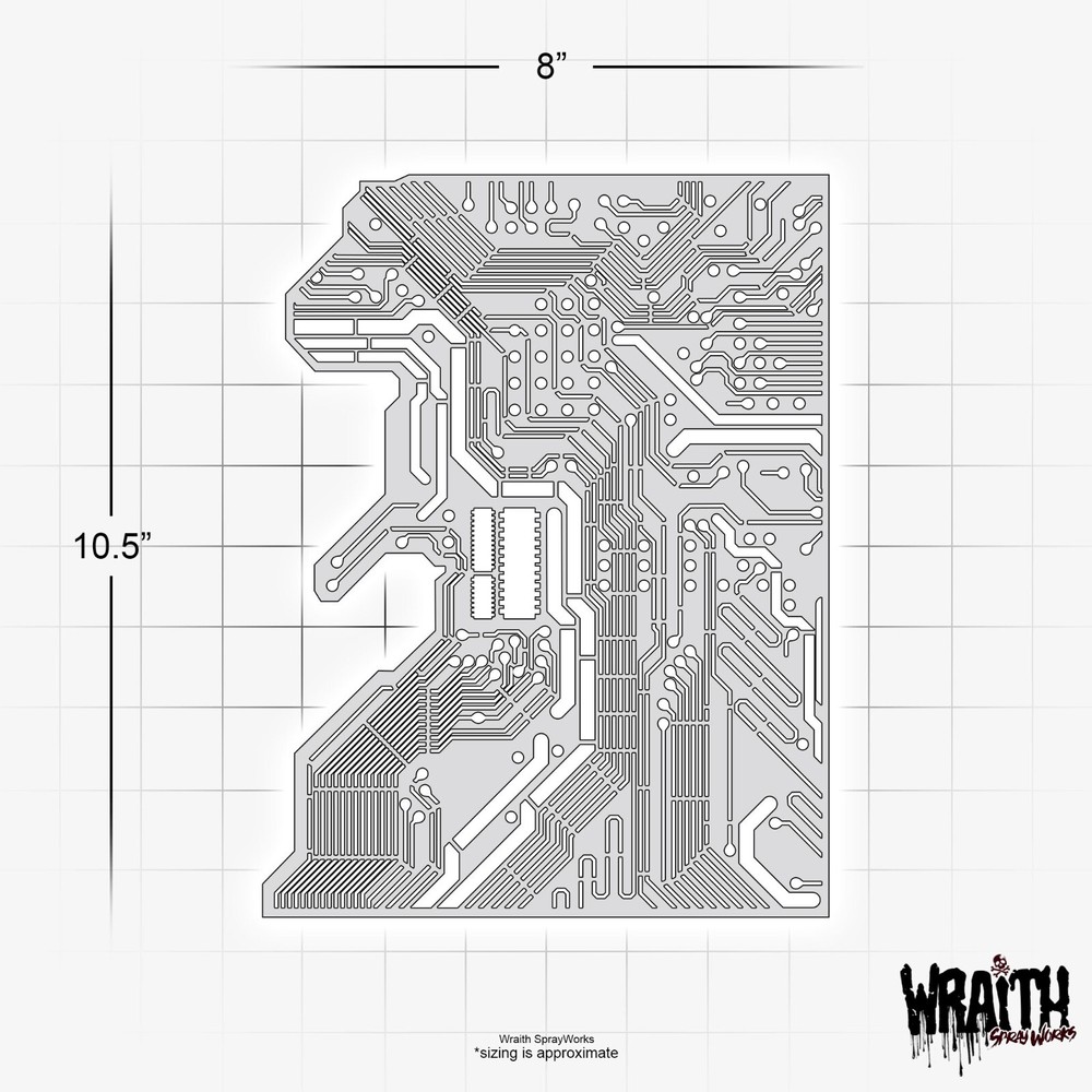 Circuit Board #2 - Reusable Airbrush Stencil Template