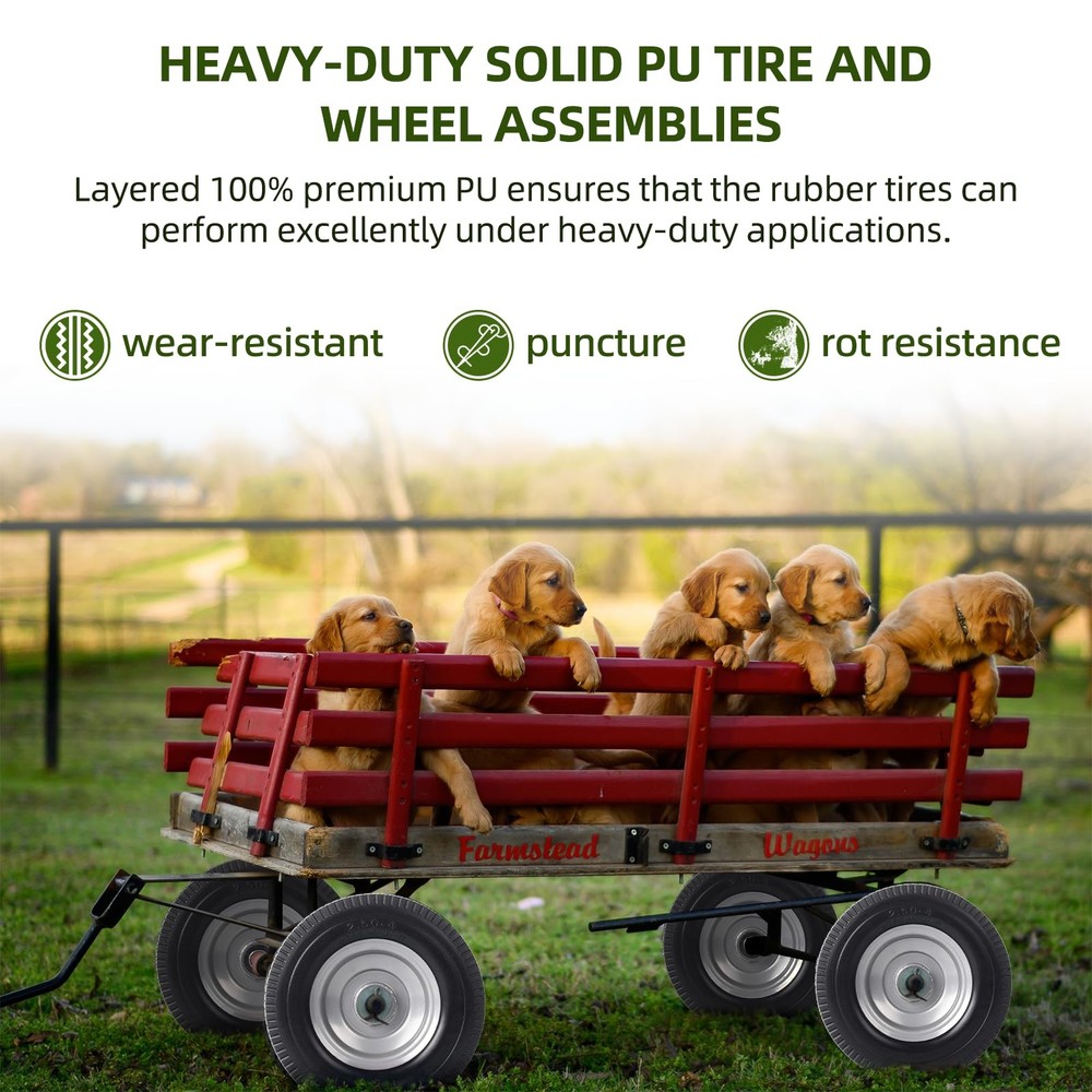 (2-Pack) 8-Inch Solid Wheel Replacement - 2.50-4" Flat Free Tire and Wheel