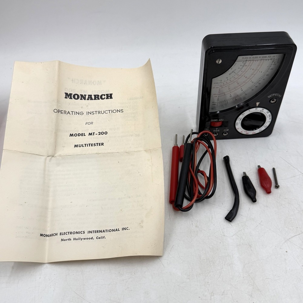 Monarch Model MT-200 Volt OHM Meter With Leads Working