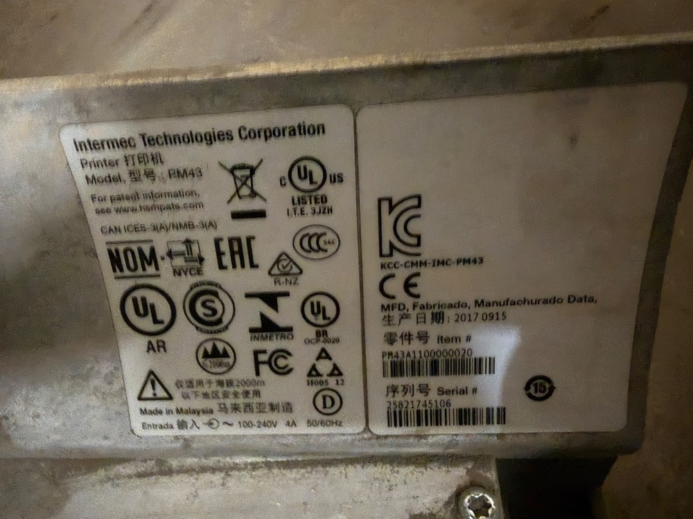 Honeywell/Intermec PM43 Direct Transfer Thermal Label Printer USB Network