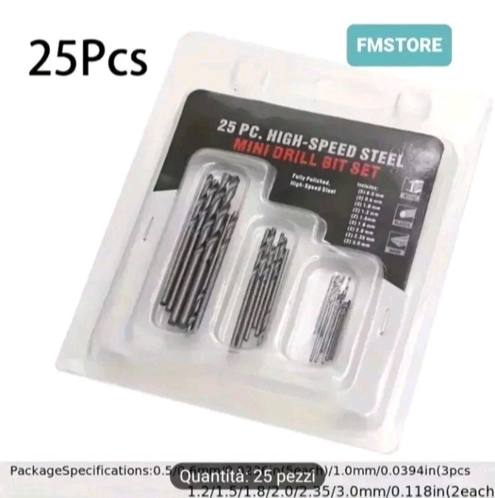 Kit 25 Mini Drill Bits HSS (0.5- 3.0mm) A