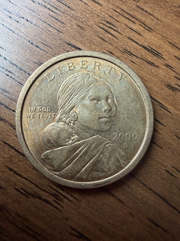 ~MEGA RARE ERROR~NO EDGE WRITING~REVERSE TONER~2000 D SACAGAWEA~ONE DOLLAR COIN~