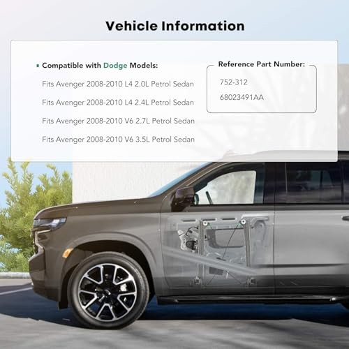 Power Window Regulator Without Motor Compatible with Dodge Front Driver Side