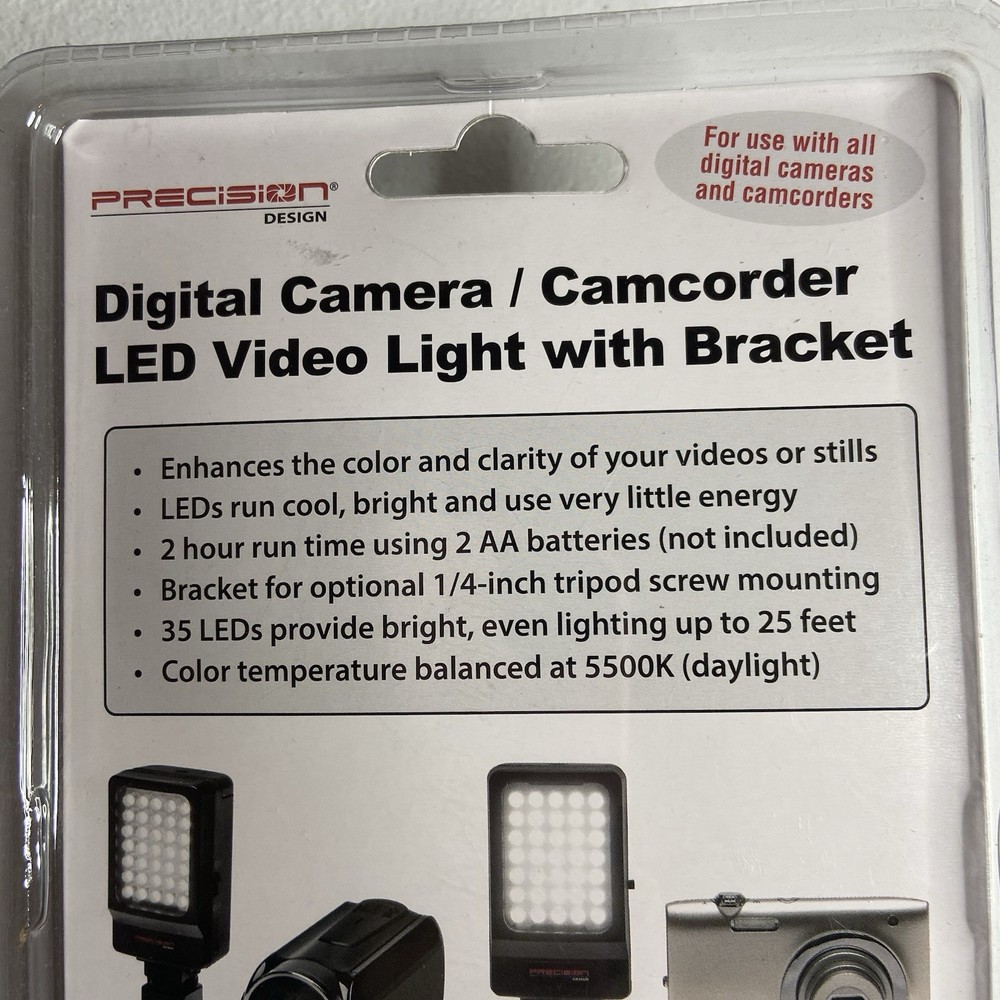 New Precision Design Digital Camera/Camcorder Led Video Light w/Bracket