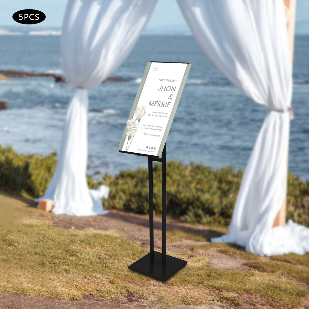 5 Pcs Poster Display Frame, Adjustable Floor Poster Frame, Sign Stand Black