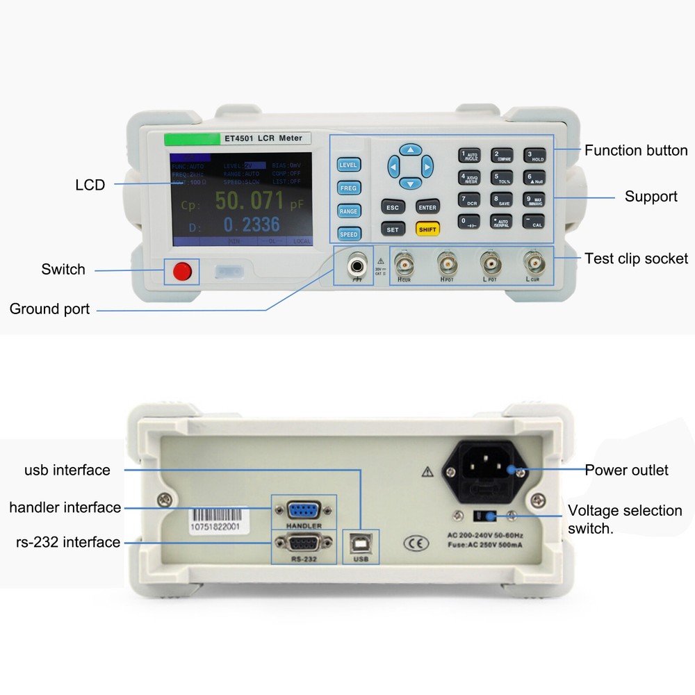 Digital Benchtop LCR Bridge Meter Electrolytic Capacitance DC Resistance Tester