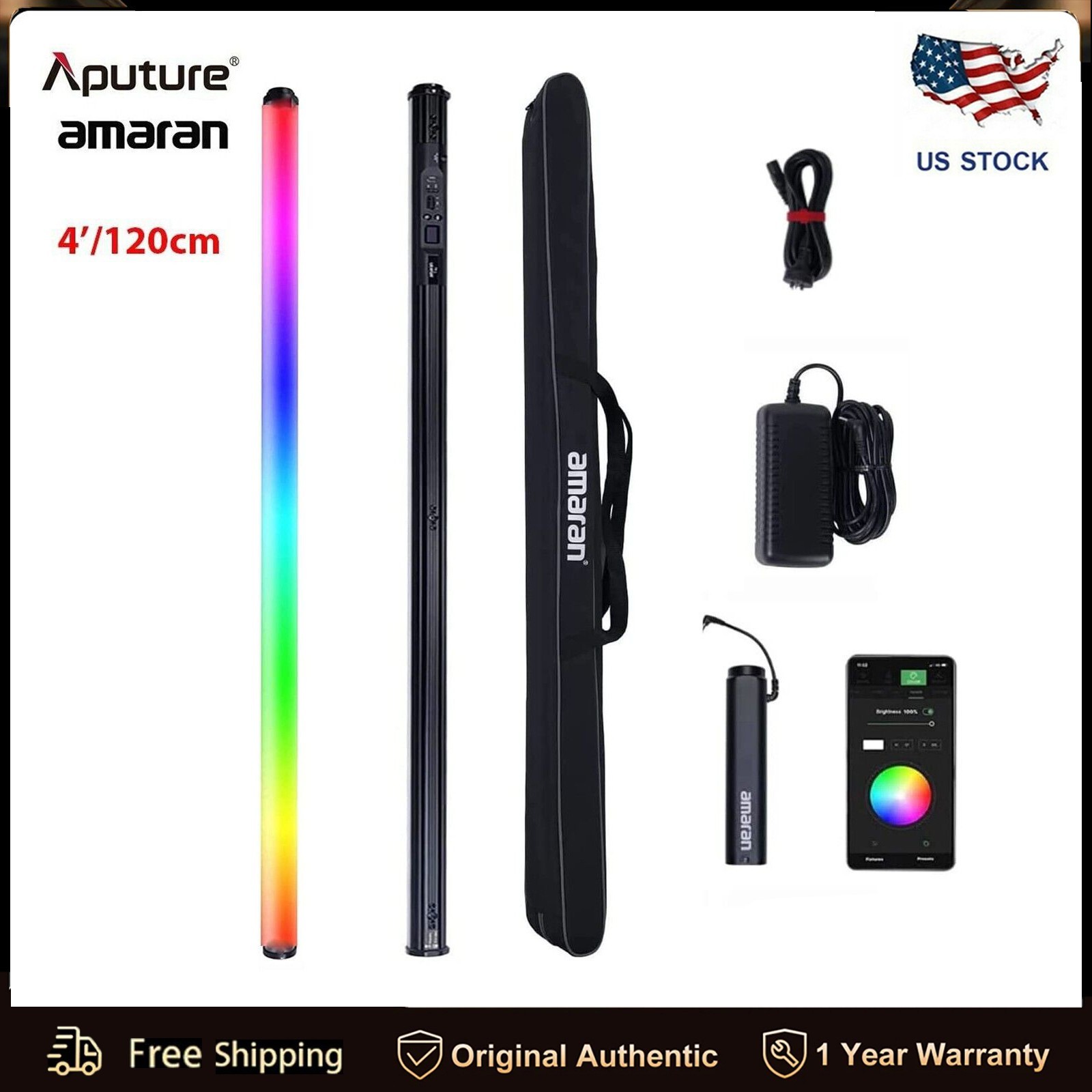 Aputure Amaran T4C RGB Tube Light Stick Handled led full Color 2500K-7500K 120CM
