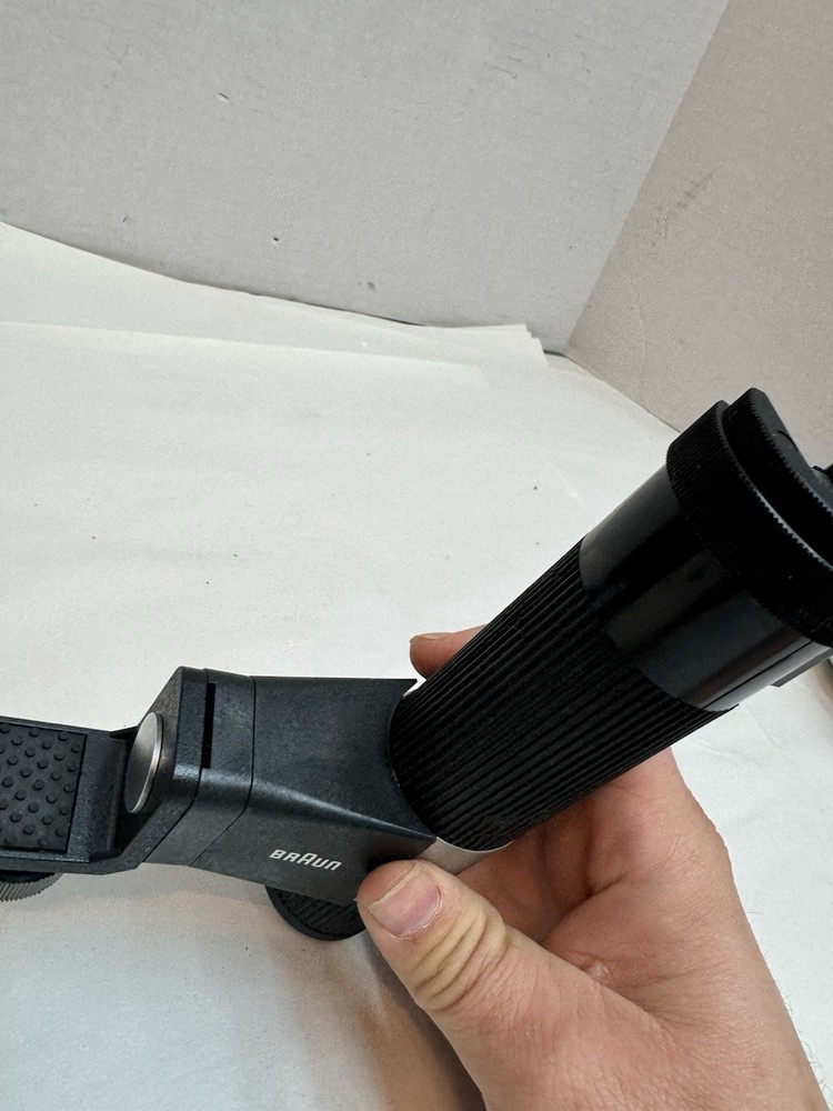 vintage braun camera flash bracket handle grip w/ adjustable shoe rail