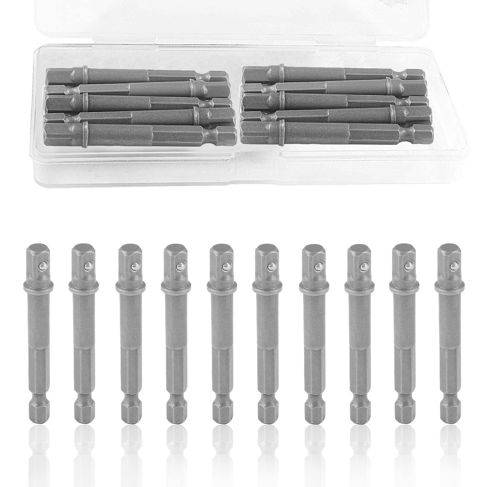 Unlorspy 10 Pieces 1/4" Square to 1/4" Hex Adapter 1/4 Inch Square Socket Ada...