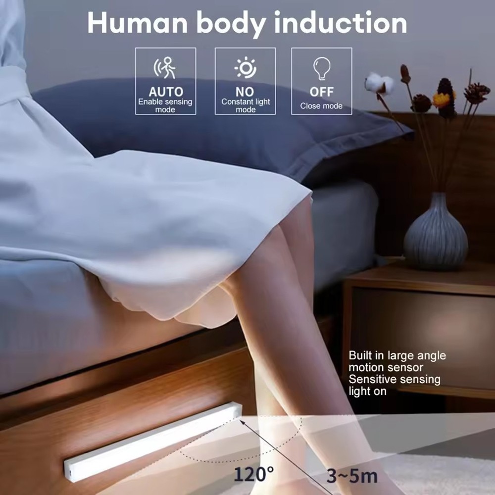 12'' 4-Pack LED Under Cabinet Lights Rechargeable Motion Sensor 3 Color Dimmable