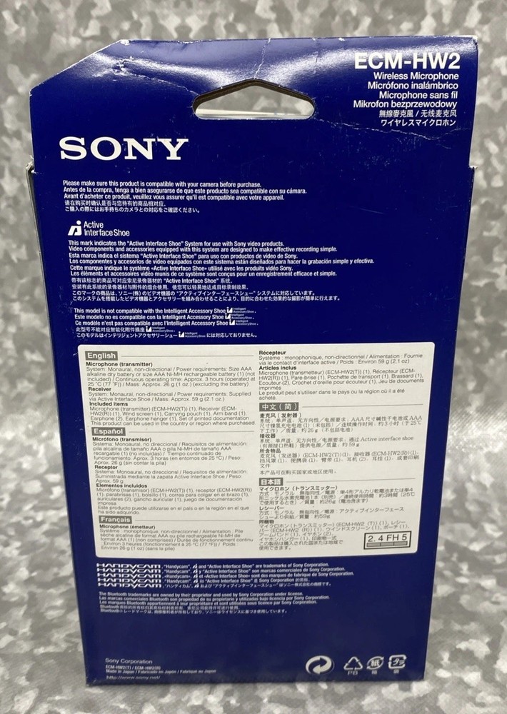 SONY ECM-HW2 CONDENSER WIRELESS CONSUMER MICROPHONE W/ BLUETOOTH