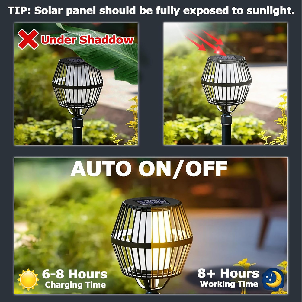 4 Pack Solar Light Replacement Top, Replace Solar Light Part for Lantern (Top 2.