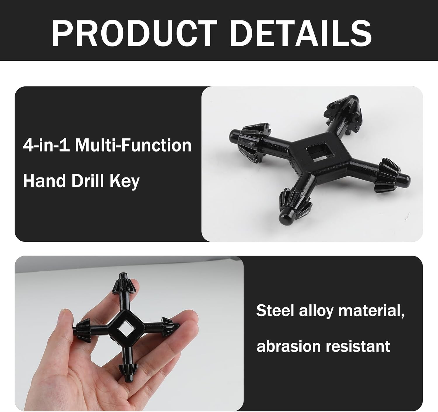 4 Way Drill Press Chuck Key Size 3/8" 1/2" Chucks Universal Combination Hand