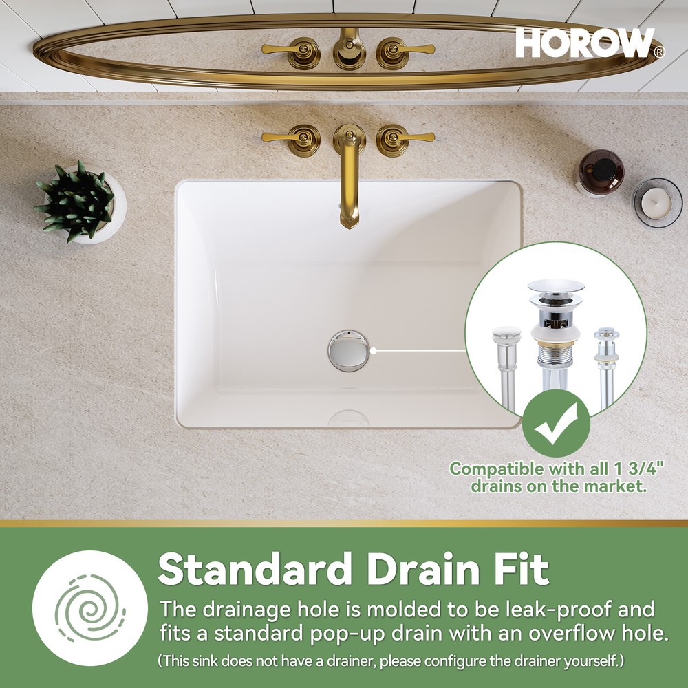 20x15'' Rectangular Undermount Bathroom Sink Vitreous Ceramic Lavatory White