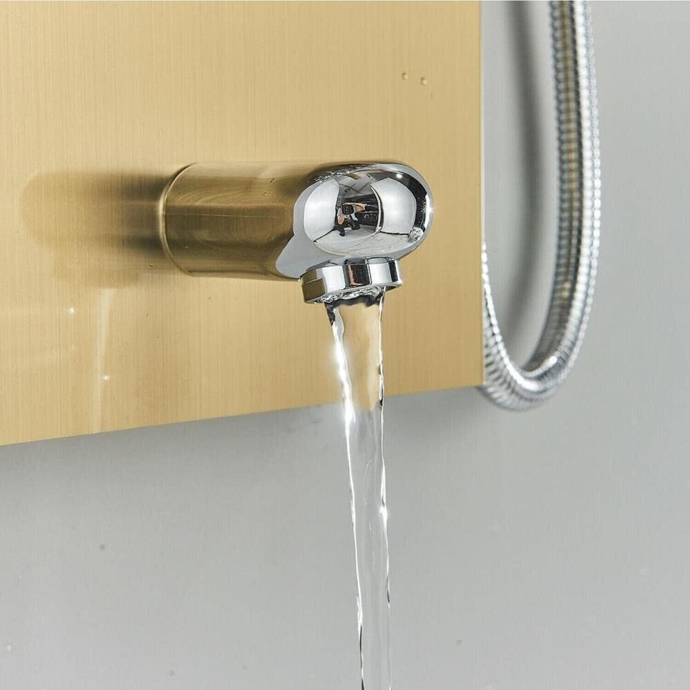 LED Shower Panel Tower System Rainfall Waterfall Massage Jet Spraye Brushed Gold