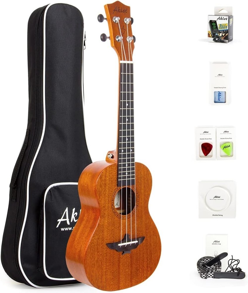 Left-Handed Concert Ukulele Kit, Solid Mahogany-