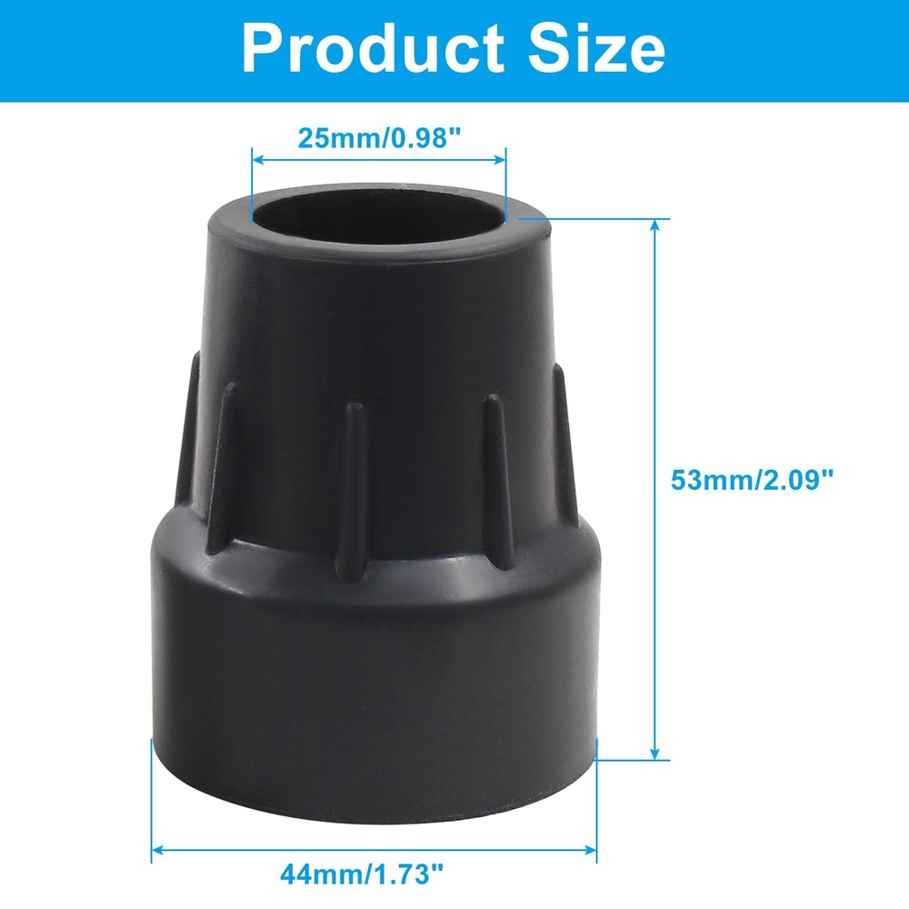 Thickened Rubber Cane Tips 1 Inch